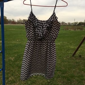 No Boundaries Black/White Strappy Summer Dress